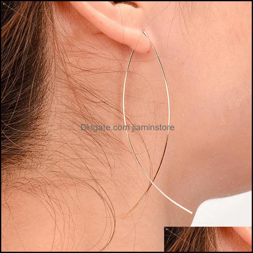 fish earrings modern metal curved rod threading earrings simple lightweight curved vertical pullopen fish hoop hanging copper