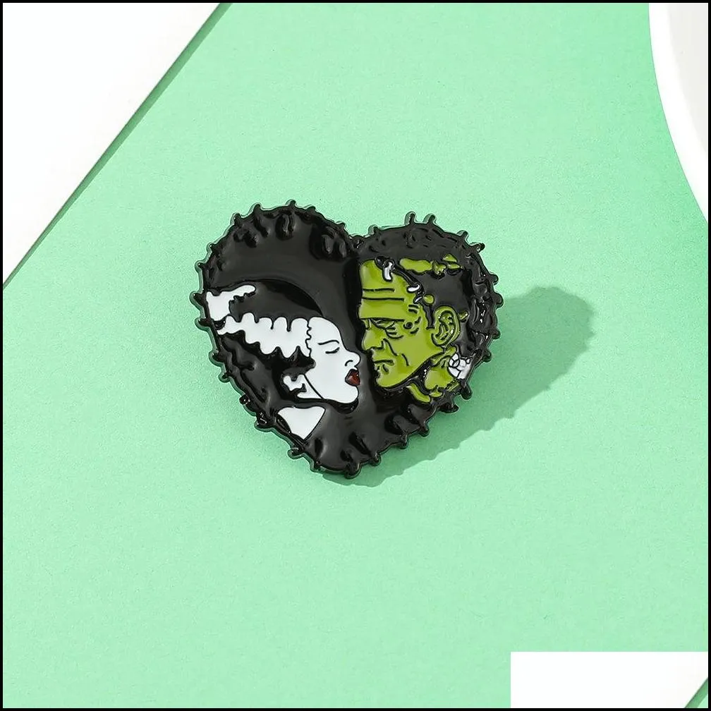 sweet love bride enamel pin heartshaped badge movie frankenstein fan collection gift personality couple jewelry