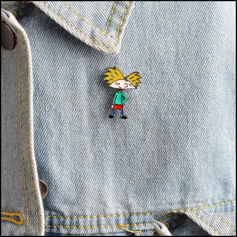 cartoon arnold pins fun anime boy enamel pin collection fashion tv show brooch for friends backpack lapel pin badge jewelry gift