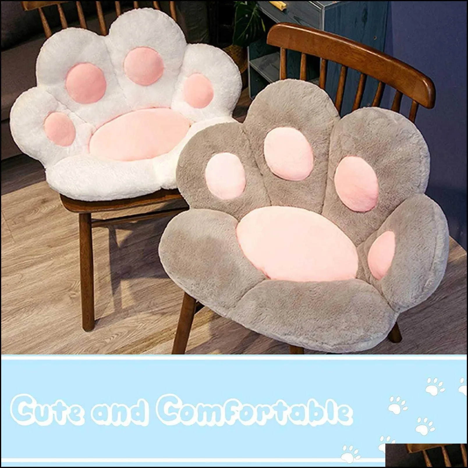 cute cat paw back pillows plush chair cushion animal child seat cushion sofa mat home sofa indoor floor winter decor giftg35 210611