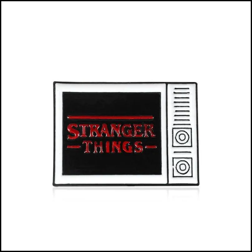 stranger things tv shape cute enamel brooches pin for women girl fashion jewelry metal vintage brooches pins badge wholesale gift