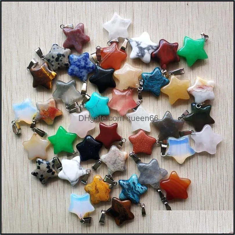 natural crystal five point star shape charms pendants for diy jewelry making wholesale