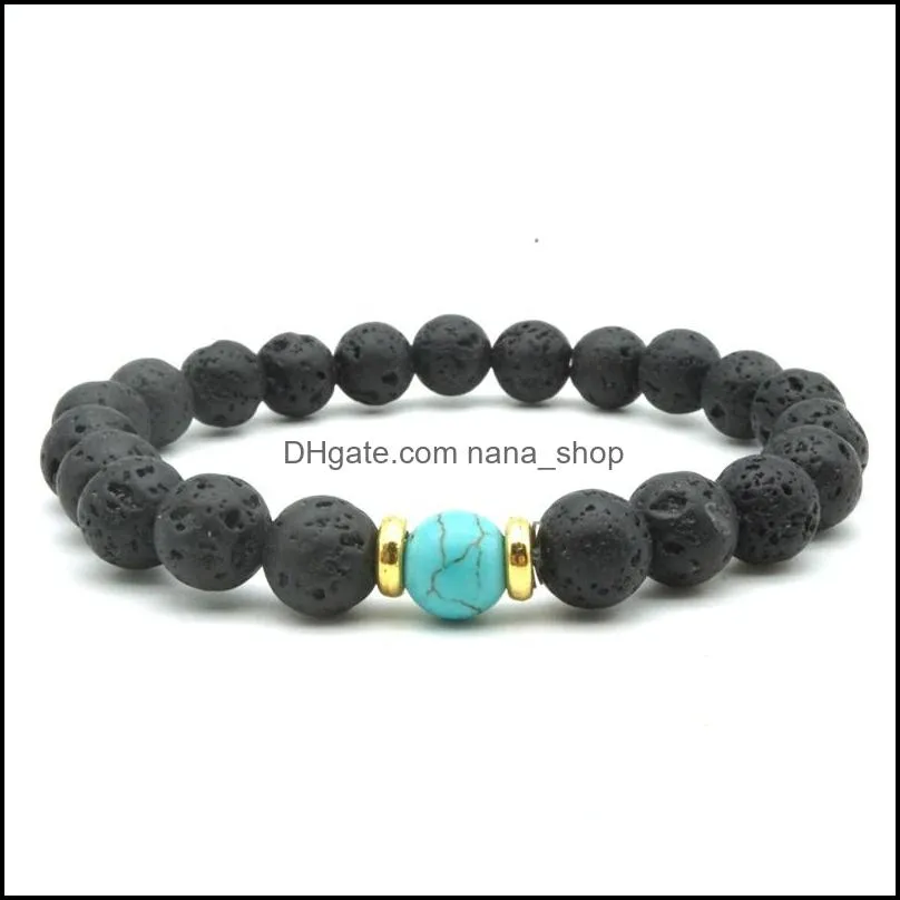 gold silver 8mm black lava stone beaded bracelet essential oil diffuser bracelet volcanic rock hand strings