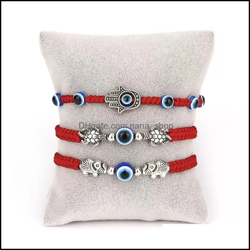 blue evil eye charm braided rope chains bracelets for women men turtle elephant hamsa hand charm red string bangle fashion jewelry