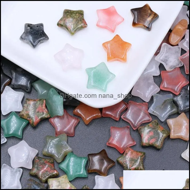 15mm pentagram display quartz stone beads star charms ornaments reiki healing natural pink crystal decoration wholesale