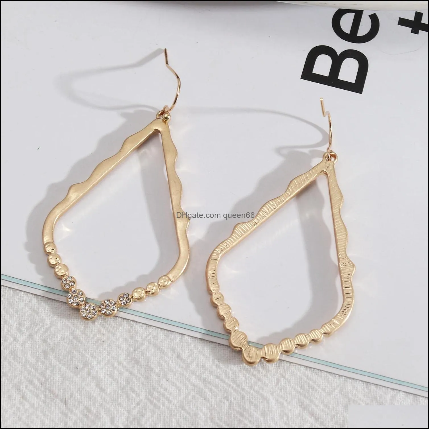 simple hexagon teardrop inspired metal frame rhinestone charms earrings for women dangle earings boutique christmas gifts