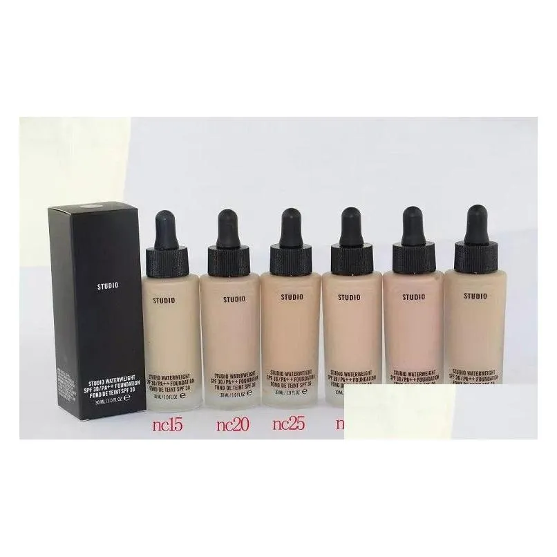 hot makeup foundation studio waterweight foundation liquid 30ml 6 colors high quality