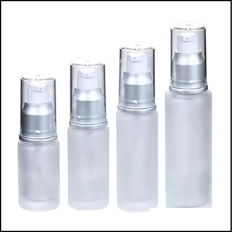 frosted glass bottle cosmetic travel packaging refillable lotion spray pump bottles 20ml 30ml 40ml 50ml 60ml 80ml 100ml cosmetics