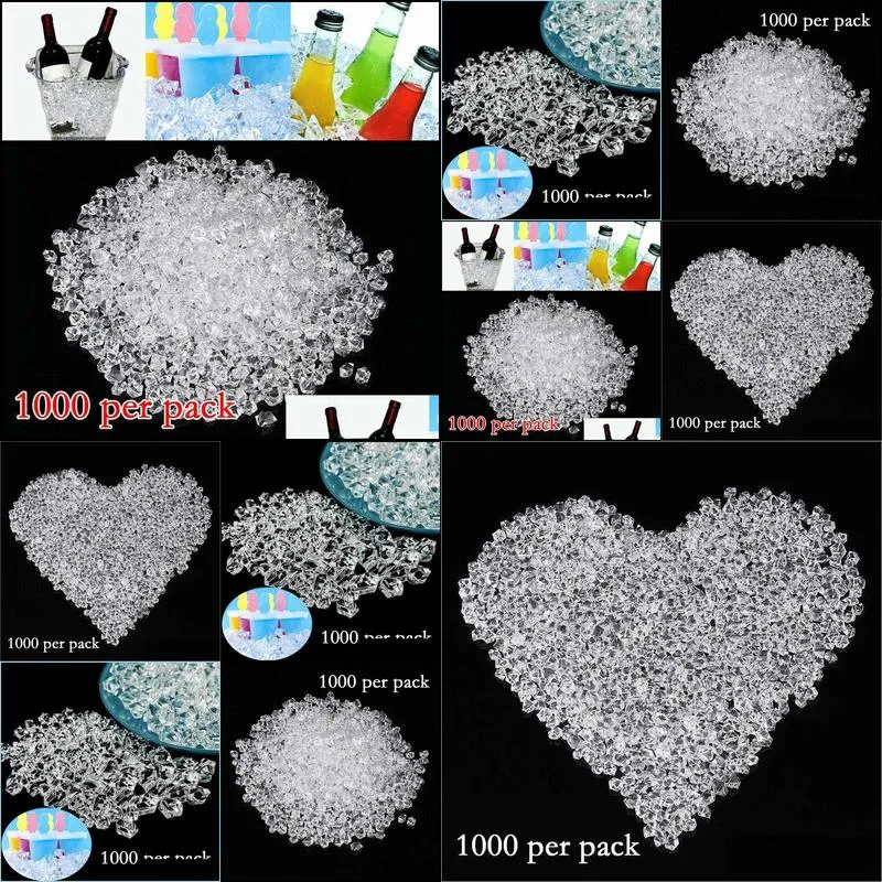 1000pcs 11x14mm clear acrylic diamond crystal ice rock stones vase gems window wedding party decor confetti table scatter beads