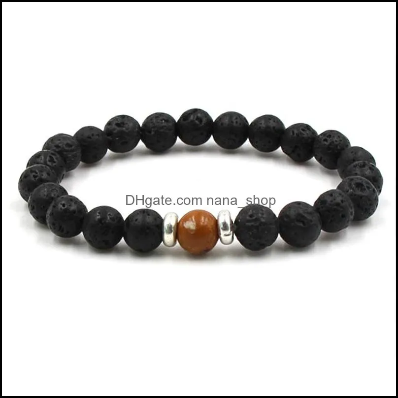 chakra strand bracelet black lava healing balance beads reiki buddha prayer  oil diffuser bangle for women men