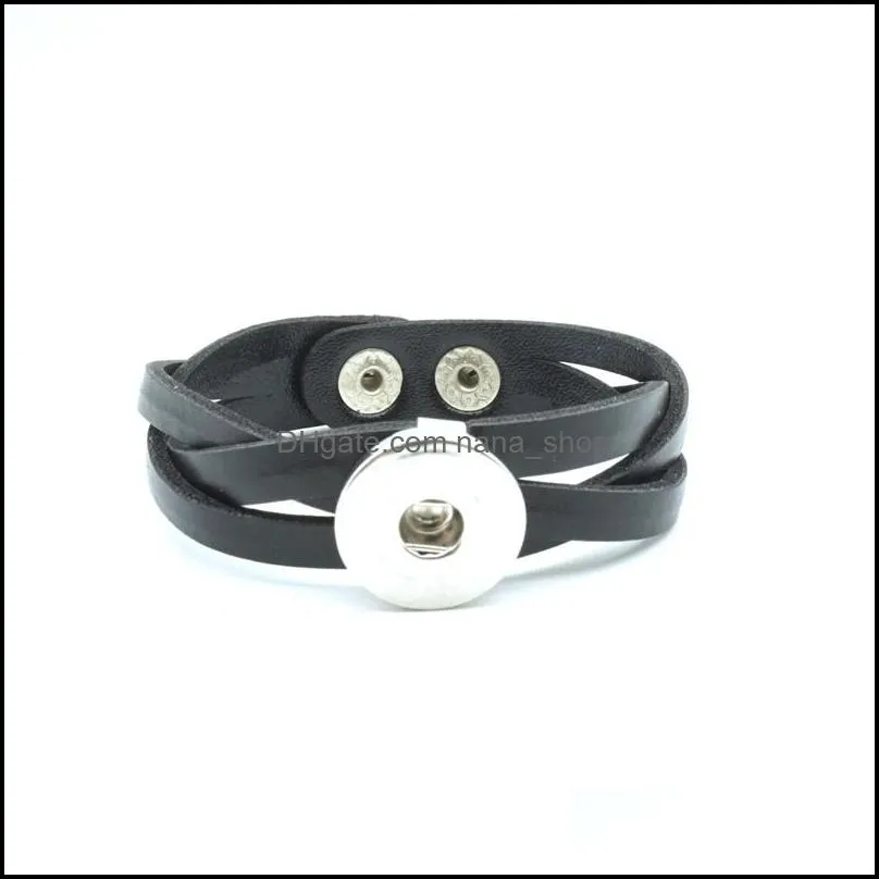 handmade soft snap button bracelet woven braided pu leather 18mm snap bracelet women punk jewelry lots colors