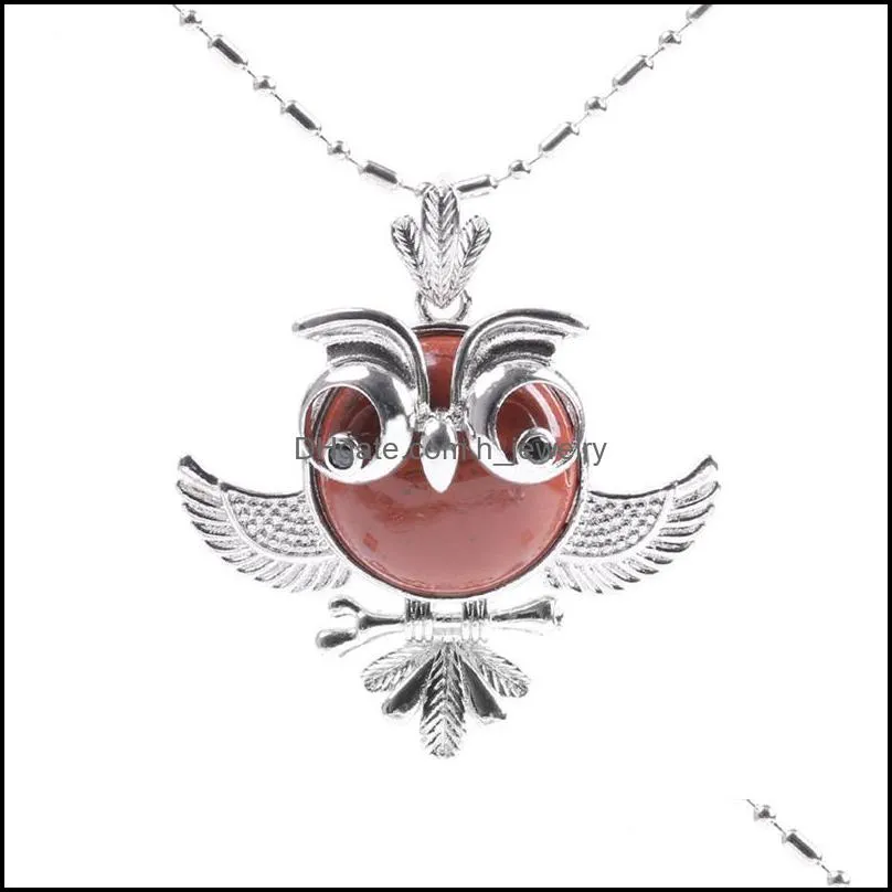 womens pendant jewelry owl pendant necklace womens natural crystal semigemstone small animal model female ornament owl long