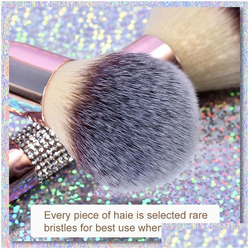 glitter crystal makeup brushes set 14pcs premium cosmetic brushes kit bling rhinestone rose gold brush foundation eye face make up