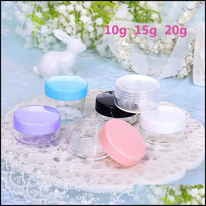 10g 15g 20g jar cosmetic sample bottle empty container clear plastic pot jars makeup containers for lip balm eye shadow