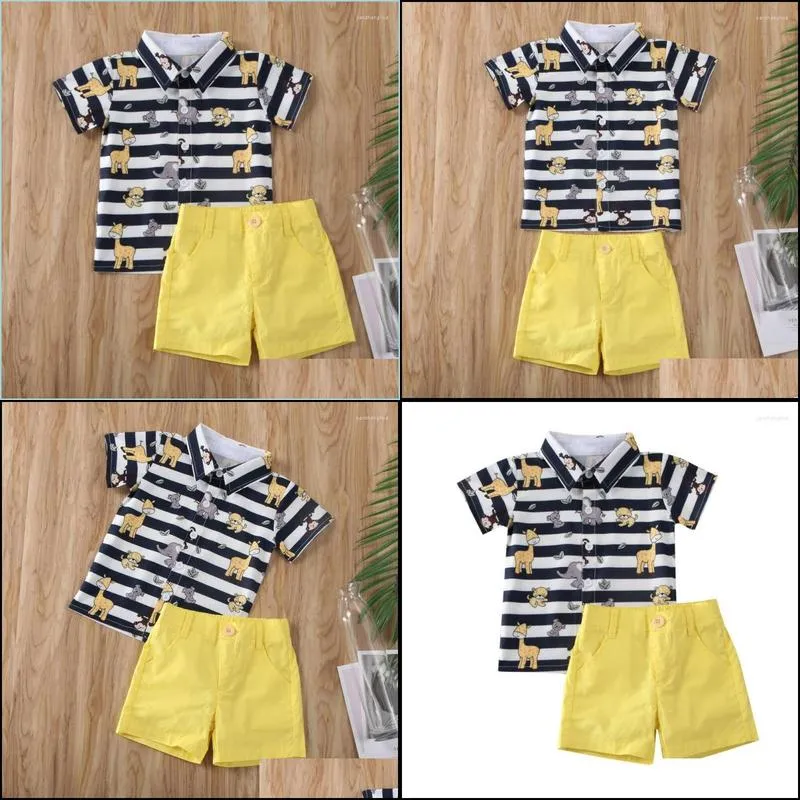 clothing sets 2pcs summer cool kids baby boy gentleman clothes fashion infant striped animal print tops shorts beach set 6m5years