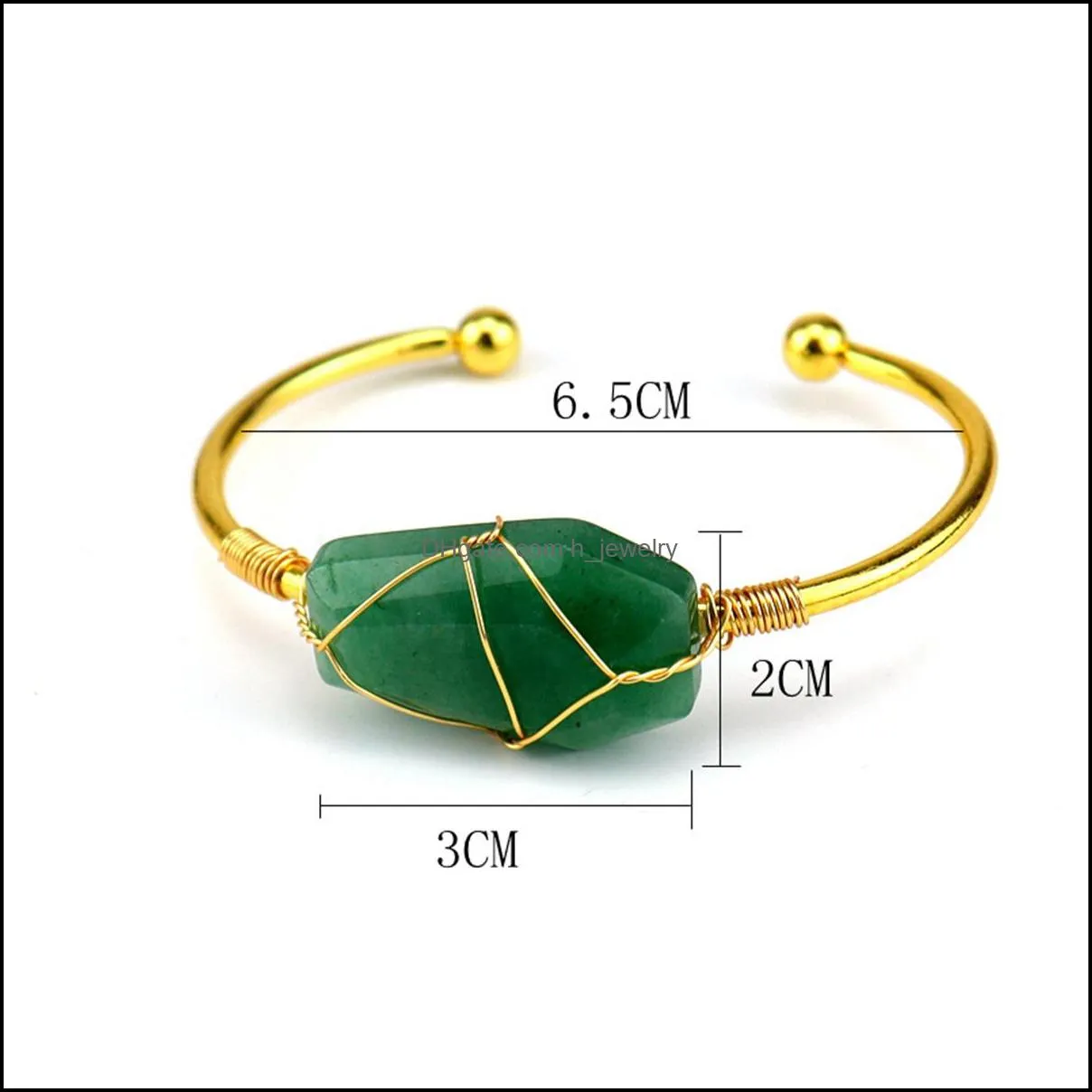 hexagonal gemstone cuff bracelet for women girls handmade gold wire woven lift of tree healing chakra crystal friendship bangle charms