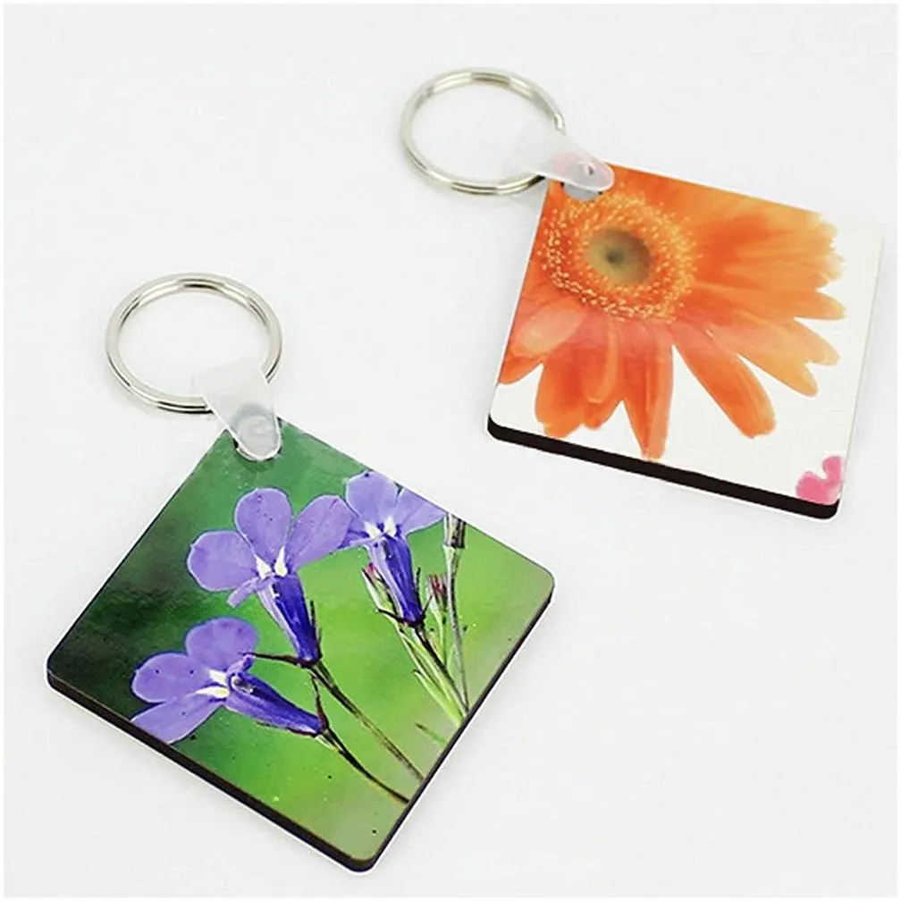 wholesale blank keychain party favor thermal transfer sublimation personality key chain ornament mdf keychains