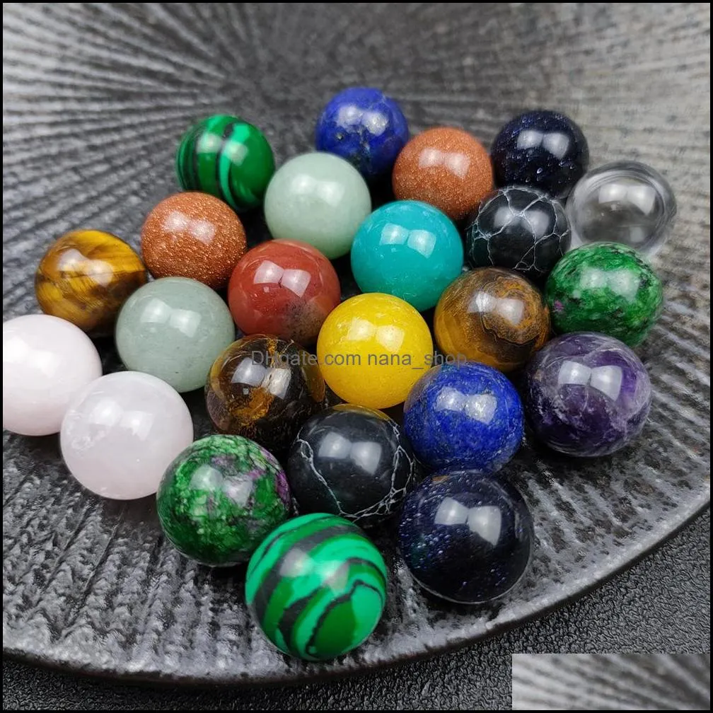 nonporous 7 chakras stone 16mm round ball no hole loose beads charms healing reiki rose quartz crystal cab for diy making crafts decorate jewelry