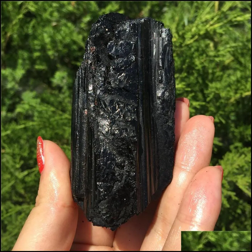 1pcs natural black tourmaline crystal gemstone collectibles rough rock mineral specimen healing stone home decor t200117