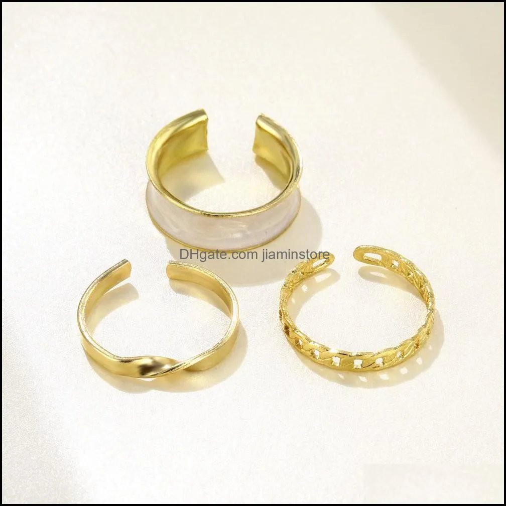 gold womens metal rings set for women girl 3pcs/lot engagement golden alloy bohemian geometry knuckle ring jewelry