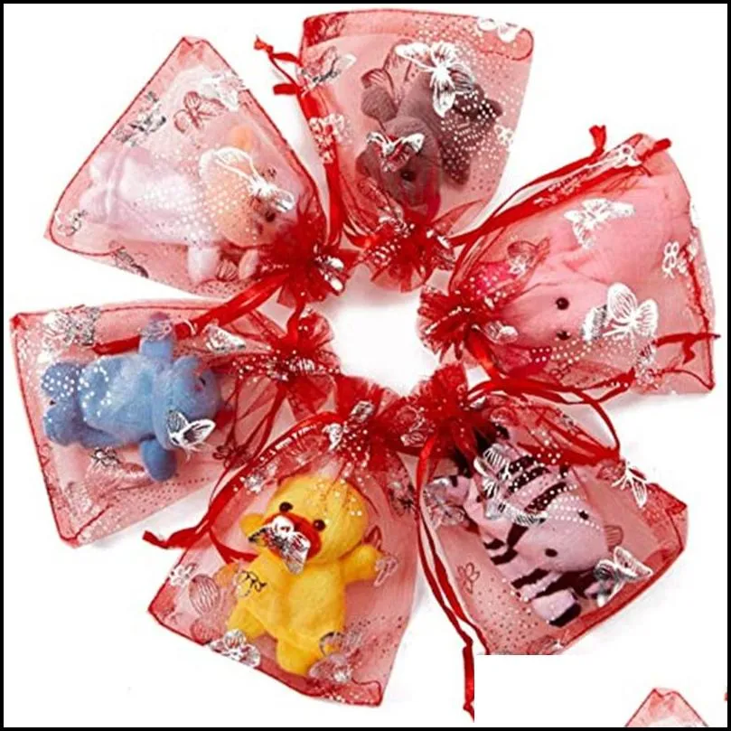 100pcs/lot organza bags with drawstring for rings earrings bag wedding baby shower birthday christmas gift package