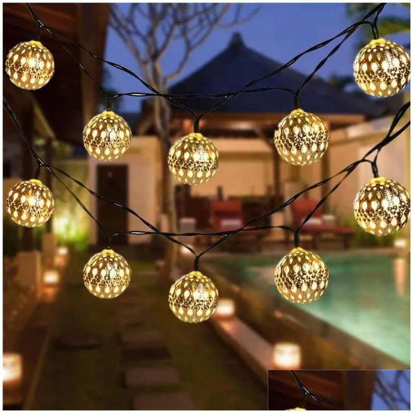 strings 10/20 led moroccan ball string lights romantic fairy lantern light hanging garden lamp garlands christmas party decor