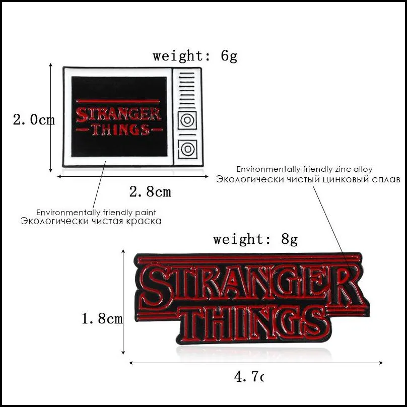 stranger things tv shape cute enamel brooches pin for women girl fashion jewelry metal vintage brooches pins badge wholesale gift