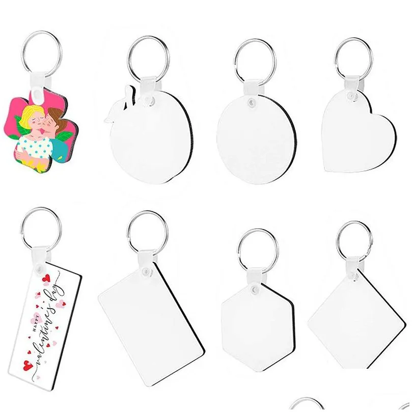 wholesale blank keychain party favor thermal transfer sublimation personality key chain ornament mdf keychains