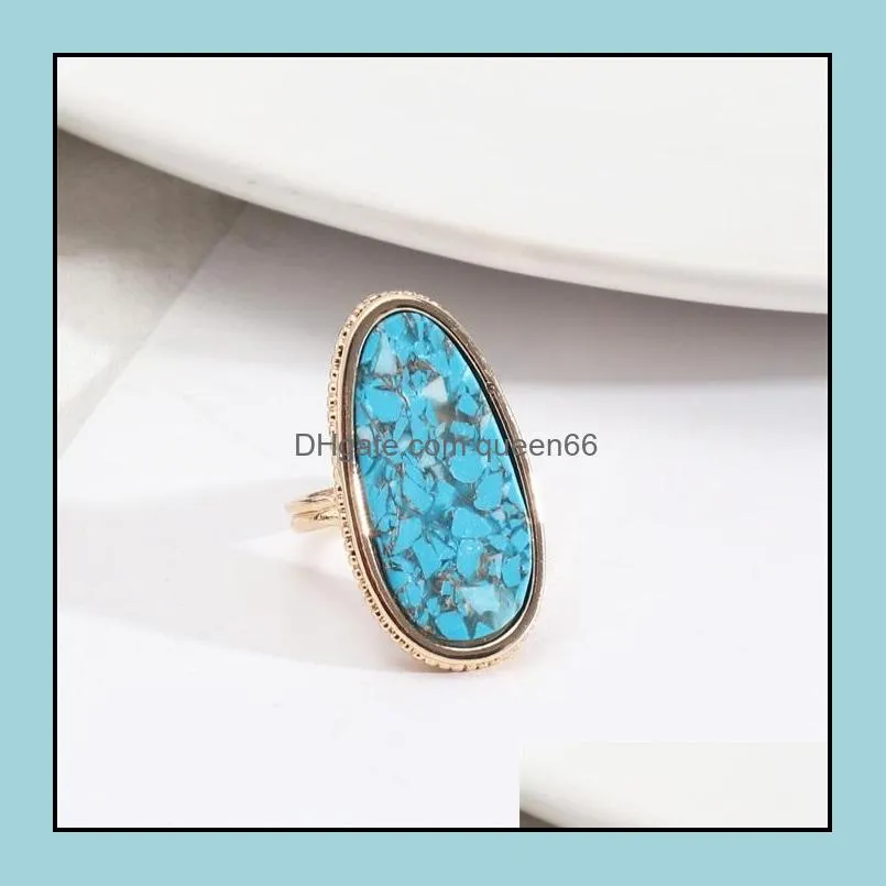 leopard print white blue abalone shell paper rings fashion gold color punk street jewelry ring for women