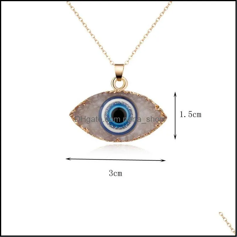 simple druzy drusy evil eye pendant women resin handmade gold chains necklaces for female christmas party birthday gift