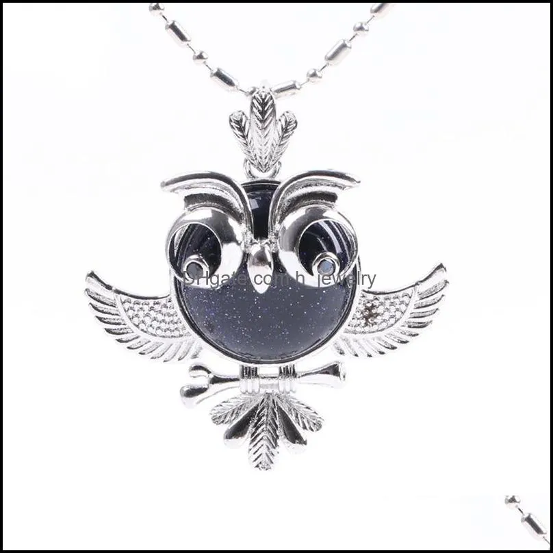 womens pendant jewelry owl pendant necklace womens natural crystal semigemstone small animal model female ornament owl long