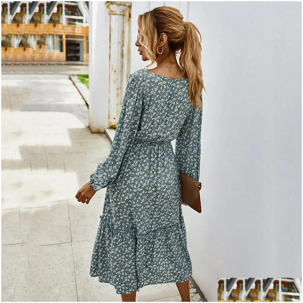 women long dress autumn winter long sleeve elegant ladies flower square collar dresses party black clothes for woman 201028