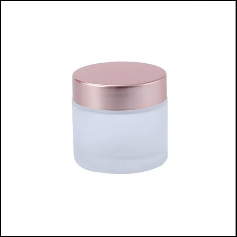 frosted glass jars cream bottles cosmetic containers with rose gold cap 5g 10g 15g 20g 30g 50g 100g lotion lip balm packing bottle