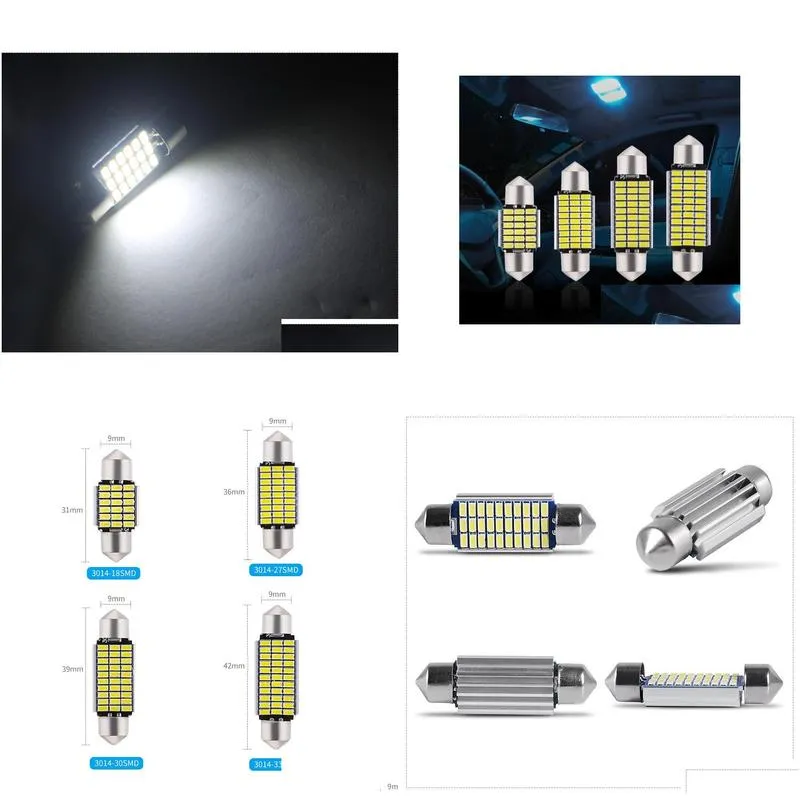 100pcs canbus festoon 31mm c5w car led 36mm 41mm 3014 18led 27led 30led 33led car light interior lamp bulb ceiling panel 12v