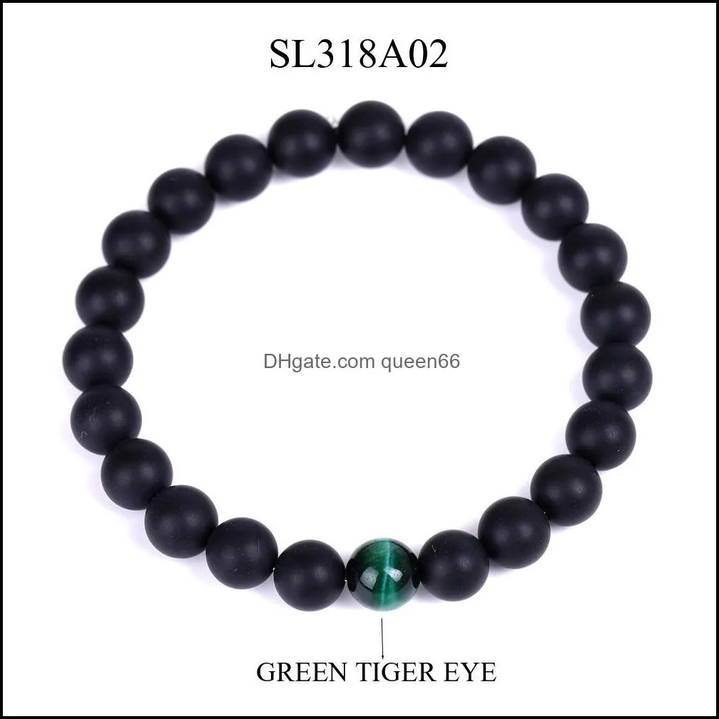 matted black beads tigers eye stone strand bracelet friendships buddha yoga strench for women men jewelry