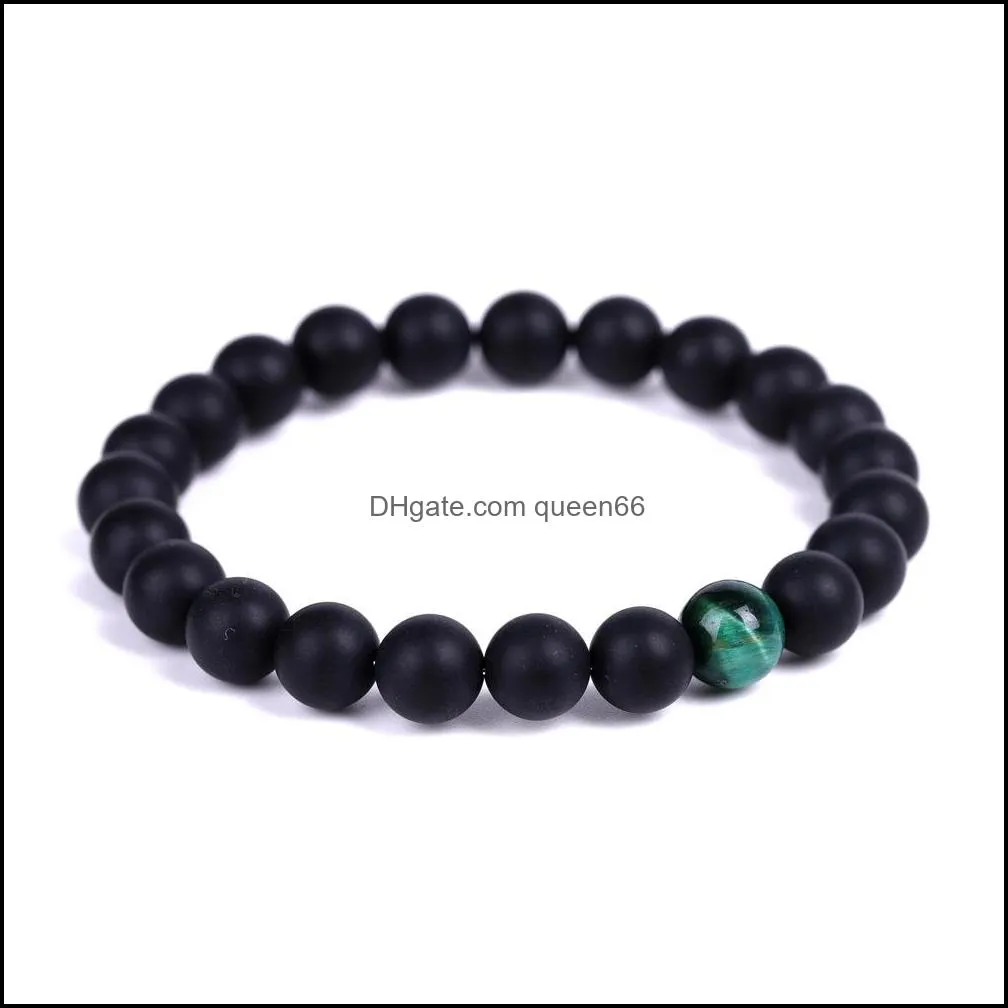 matted black beads tigers eye stone strand bracelet friendships buddha yoga strench for women men jewelry