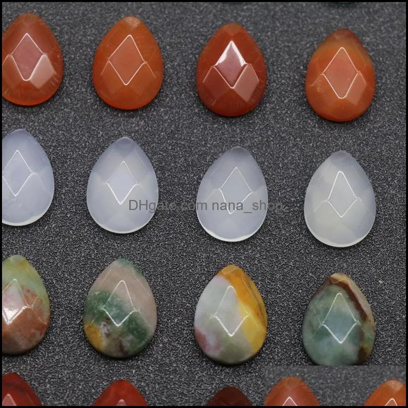 13x18mm flat back assorted loose stone faceted teardrop cab cabochons beads for jewelry making healing crystal wholesale