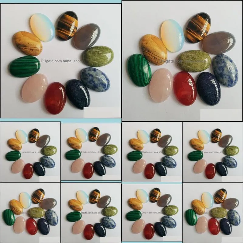 assorted natural stone oval flat base cab cabochon cystal loose beads for necklace earrings jewelry clothes accessories making wholesale