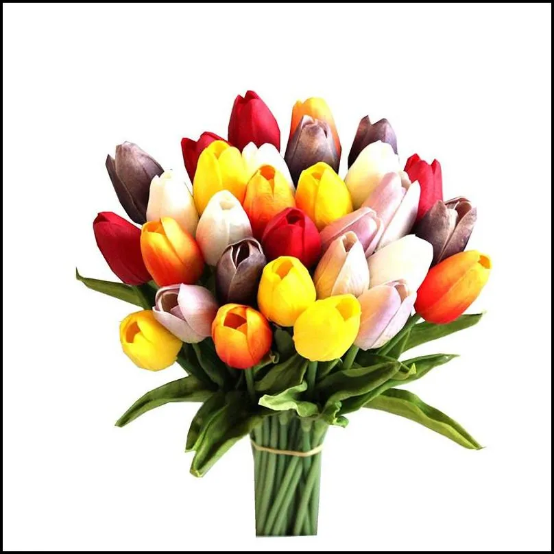 artificial tulip flowers fake tulips flower pu latex flower for home wedding party festival decor