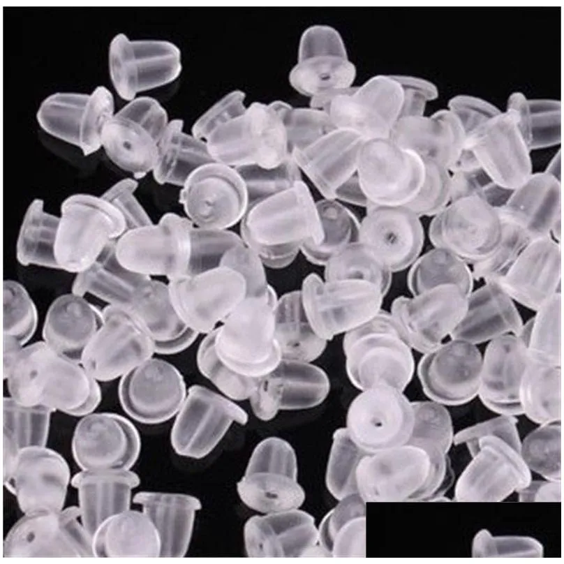 100x clear soft plastic silicone rubber backs stoppers earstud earring plugs back caps clear lock stopper earnut findings jewelry 197