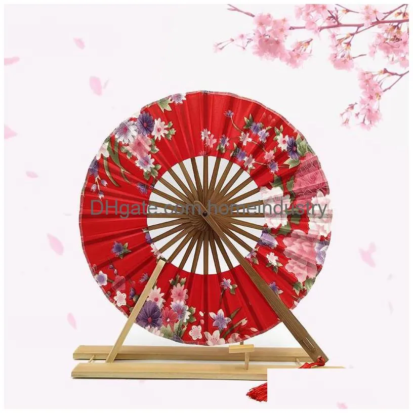 japanese sakura flower pattern round windmill bamboo hand pocket fan personalized wedding guests gifts fast dhs