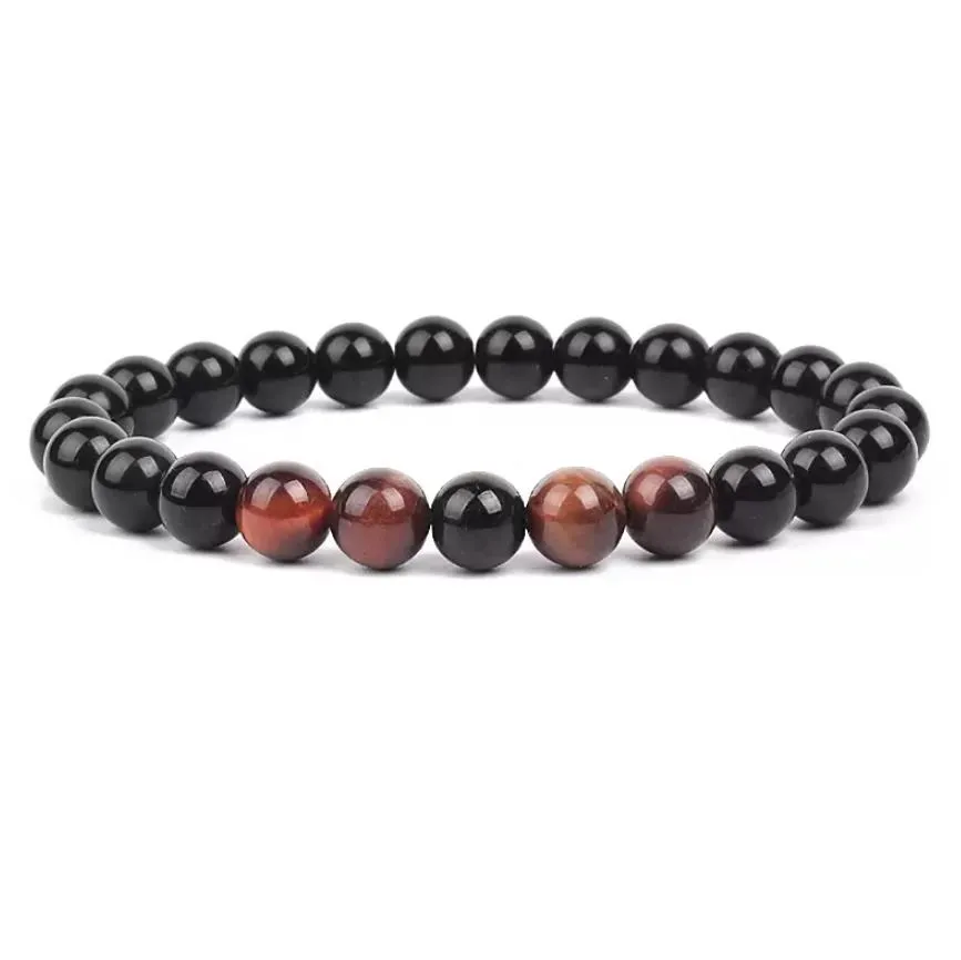 men women various natural stone tigers eye strand bracelets bright black obsidan onyx beads bracelet bangles whoelsale