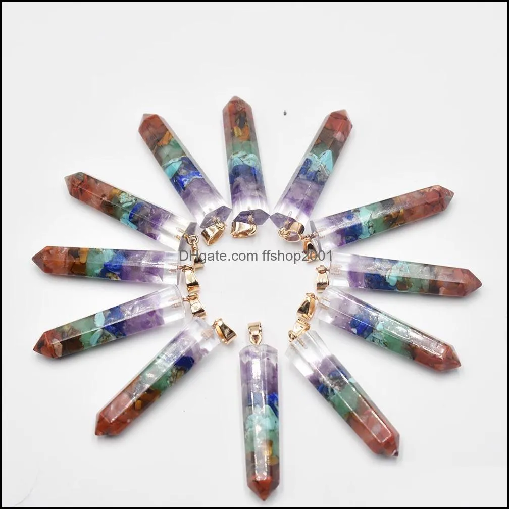 retro colorful stone charms natural amethyst lapis lazuli 7 colors laryes stone beads pillar pendants wholesale