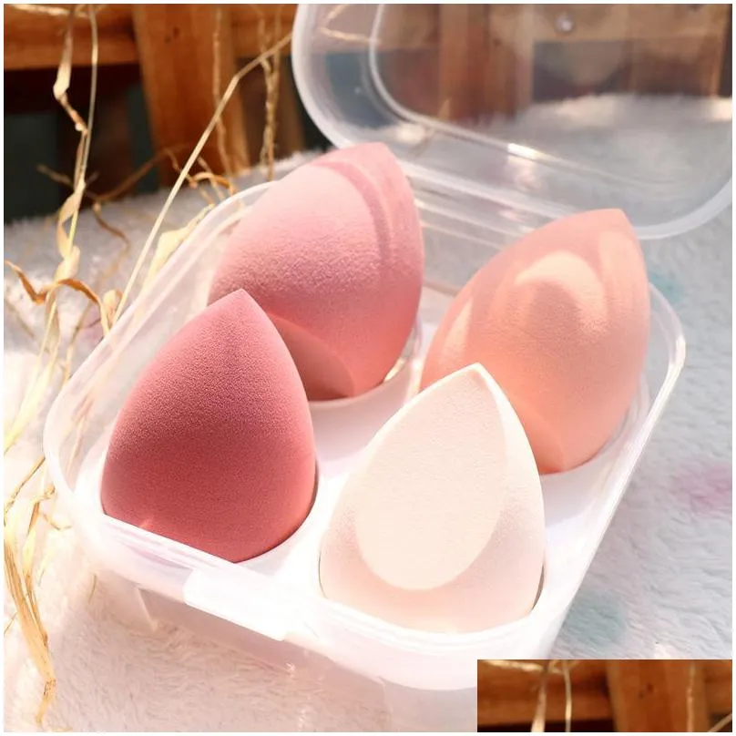 blender cosmetic puff makeup sponge with storage box foundation powder beauty tool women make up 4pcs/set