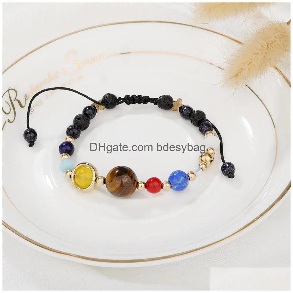 new galaxy planets bead bracelet for women men natural stone universe solar yoga chakra handmade braided bracelet jewelry wholesale