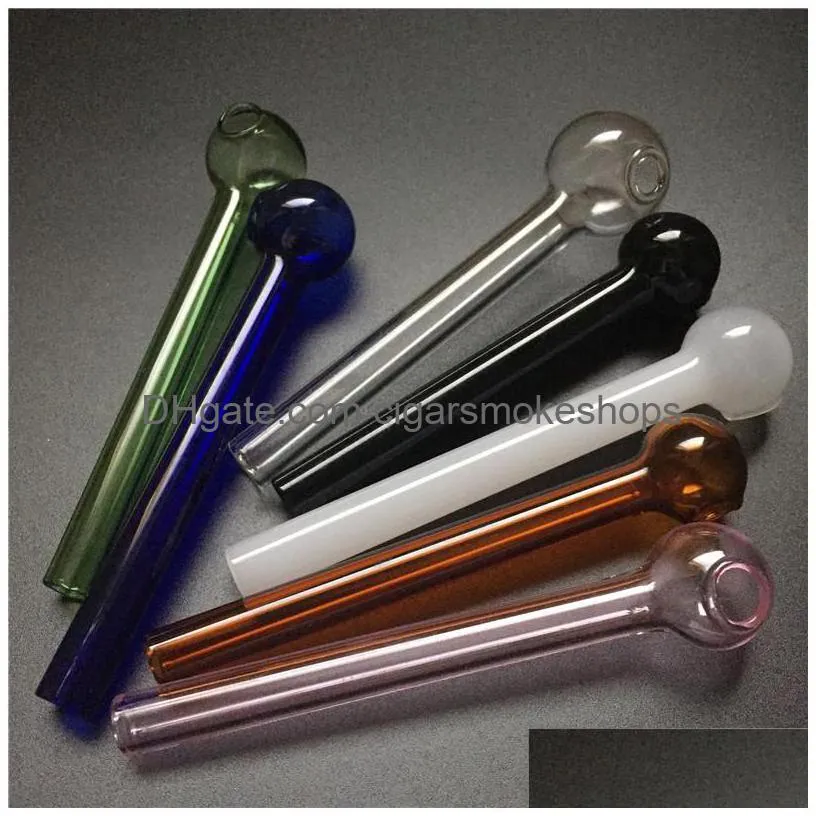 thick glass oil burner with 10cm colorful oil burner water pipe mixed sale glass oil burner bubbler 