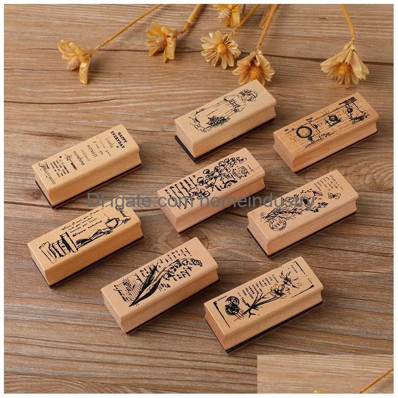 stamps yoofun vintage wood rubber stamps flower pretty lady standard stamp seal for scrapbooking journals student diy accesorries