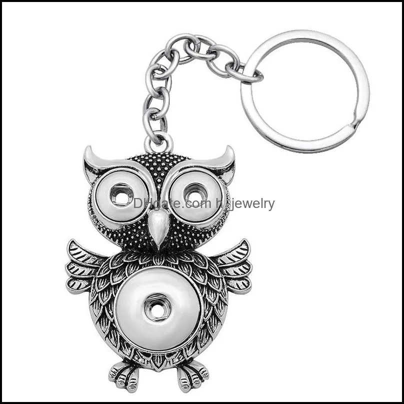 noosa fashion keychainsowl christmas tree cross rhinestone snap key chains fit 18mm snap buttons keyrings