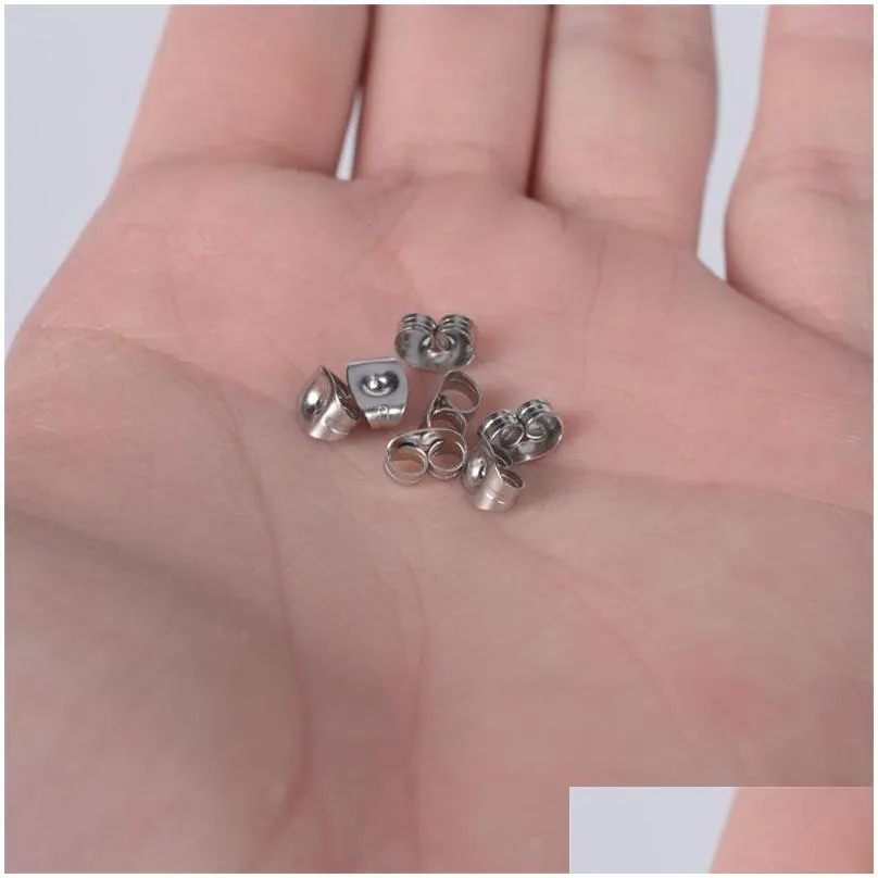 100pcs/lot stainless steel earrings back stopper ear stud butterfly earring for diy studs pin caps jewelry making 1929 q2