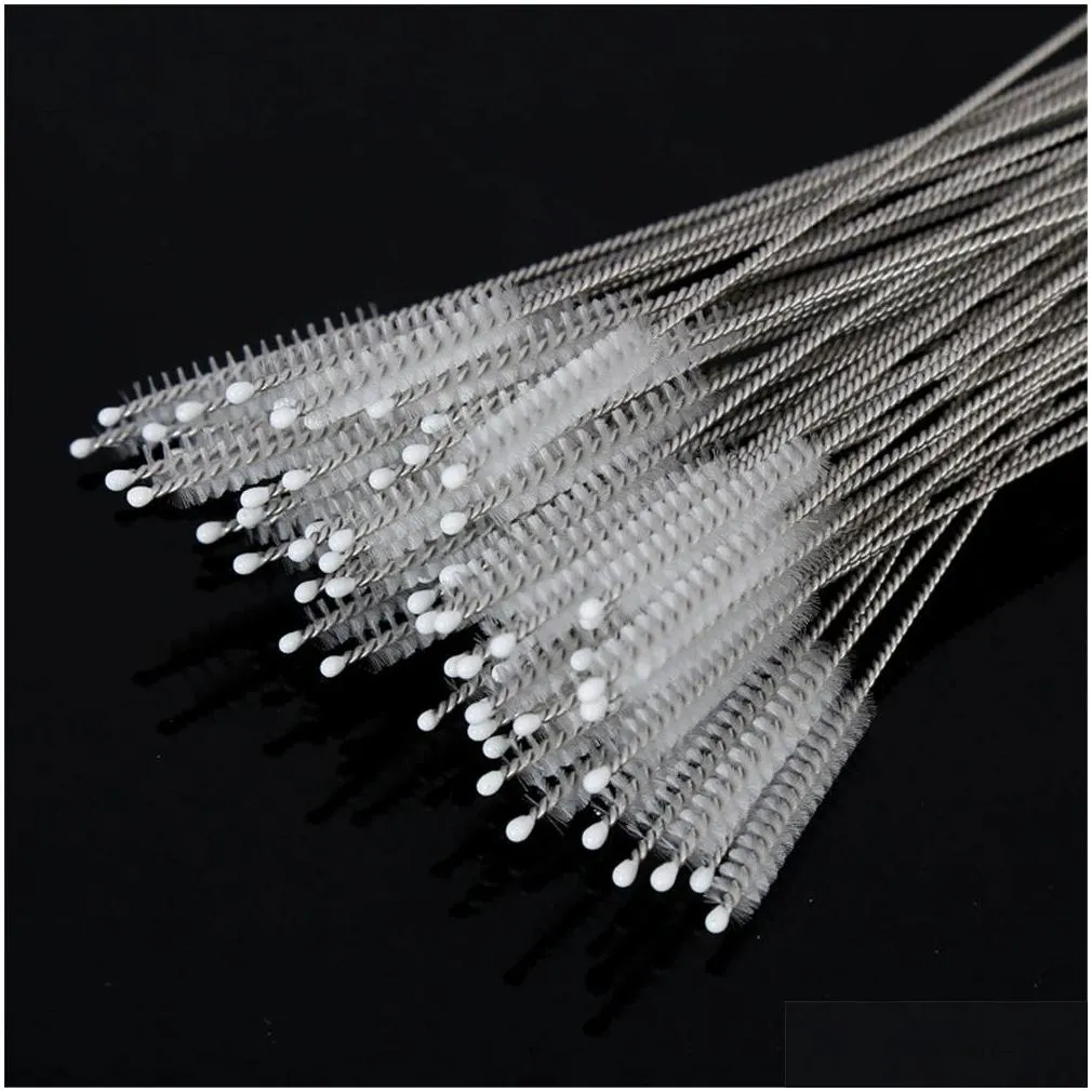 stainless soft hair suction glass tube cleaner brushes tools fish tank straw bottle cleaning brush 17.5cm